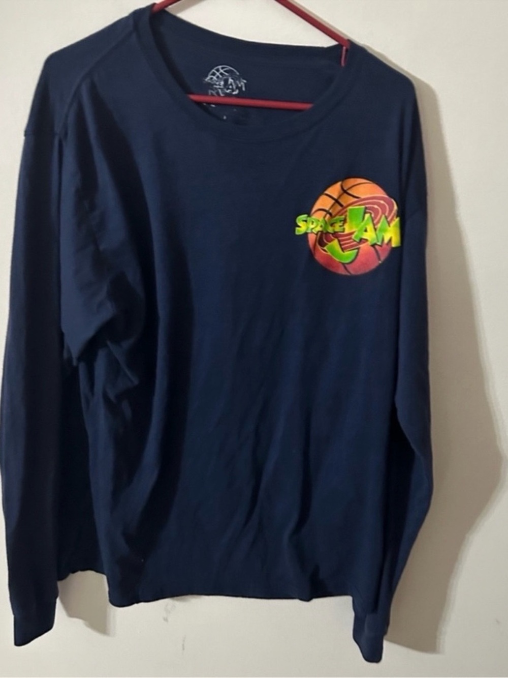 Space Jam Men’s Size XL Navy Long Sleeve Tee Looney Tunes Bugs Bunny